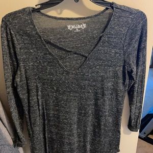 Heather gray crisscross shirt